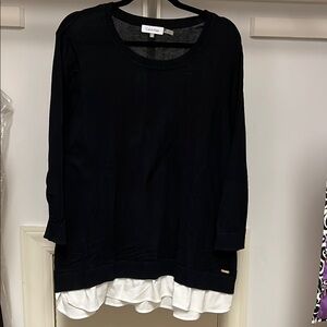 Calvin Klein Black and White 3/4 Sleeve Boxy Sweater